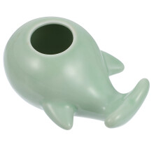 1Pc Whale Shape Ceramic Mini Vase Green Household Floral Decor