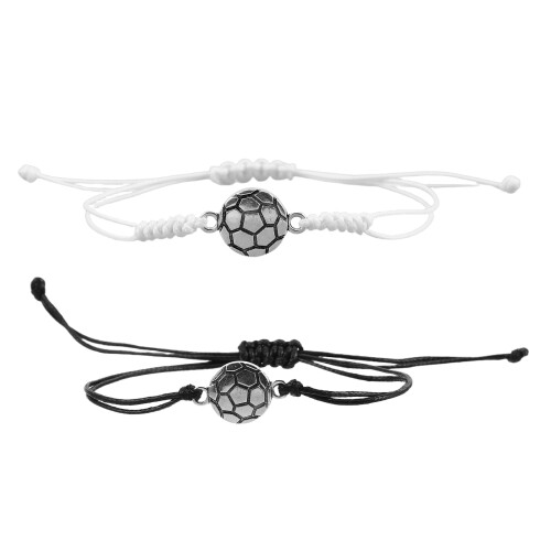 2 braccialetti con ciondolo pallone calcio, regolabile