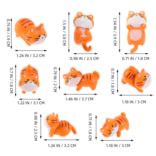 8 stuks mini kat figurines: dieren versiering voor auto interior 1