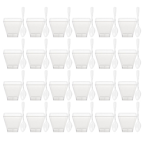 1 Set Clear Mini Dessert Cups with Spoons for Yogurt Pudding