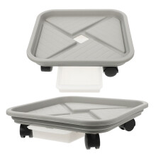 2 Pcs Rollers Mobile Flower Pot Water Tray 22.80x22.80x6.80cm Grey