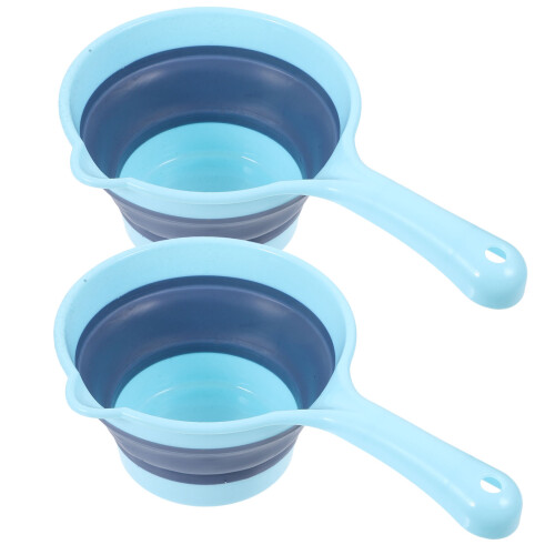 2 pcs folding handle kitchen bailer portable water scoop hangable 2