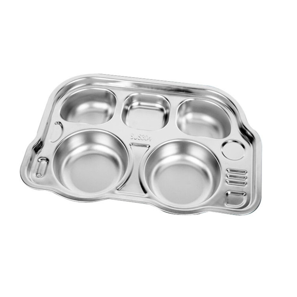 Stainless Steel Dinner Plate Tray Food Trays Toddler Silver Happyyami