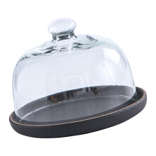 1 Set Ceramic Cake Plate with Glass Cover Snack Holder
