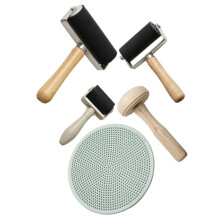 conjunto 5 peças: baren plástico, rolo borracha e para carimbo diy