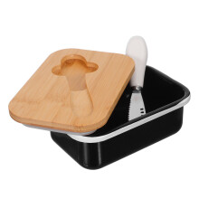 Black Butter Dish Airtight Lid Iron Wood Seal Freshness Home