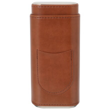 Portable PU Leather Cigar Holder Brown Compact Travel Case