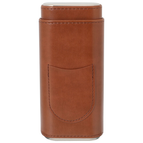 Portable PU Leather Cigar Holder Brown Compact Travel Case