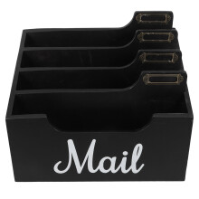 wood desk organizer with multiple compartments for office home storage