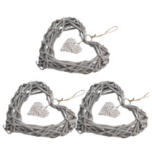 3 pcs wicker heart wreath for wedding birthday party wall decoration