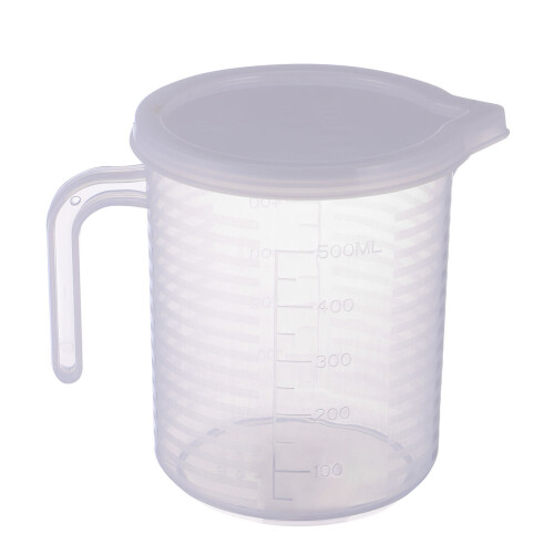pp plastic 500ml measuring cup with scale and cover for milk tea 2