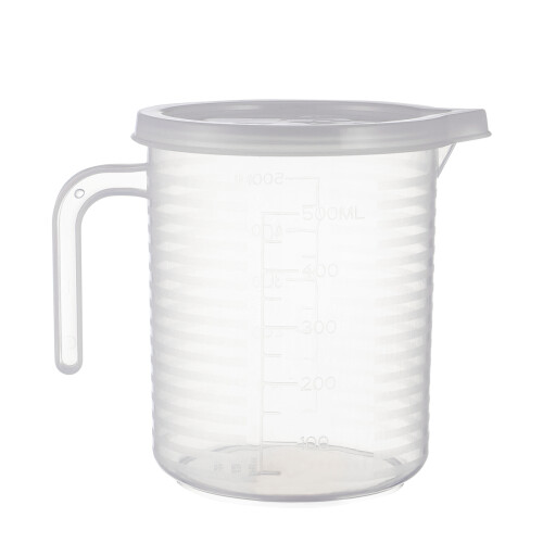 pp plastic 500ml measuring cup with scale and cover for milk tea