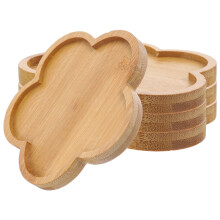 Drip Catcher Tray Bamboo 4pcs 4.32x4.32x0.35in