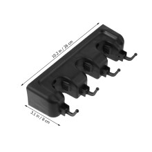 practical mop storage shelf black 3 slots 4 hooks for home bathroom