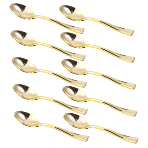 48pcs golden plastic spoons for ice cream dessert