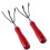 Garden Tools For 2pcs Three-Tooth Weeding Rake Red Iron Wood 10