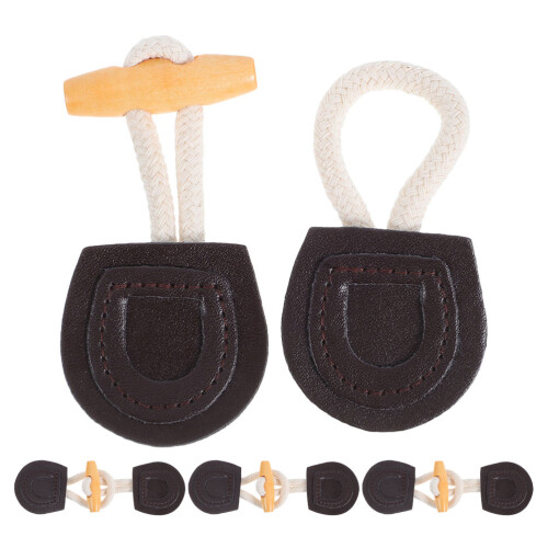 4 set PU a corno per cappotto, chiusura gancio legno