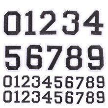 3 sets zelfklevende t-shirt nummerstickers voor teamuniforms