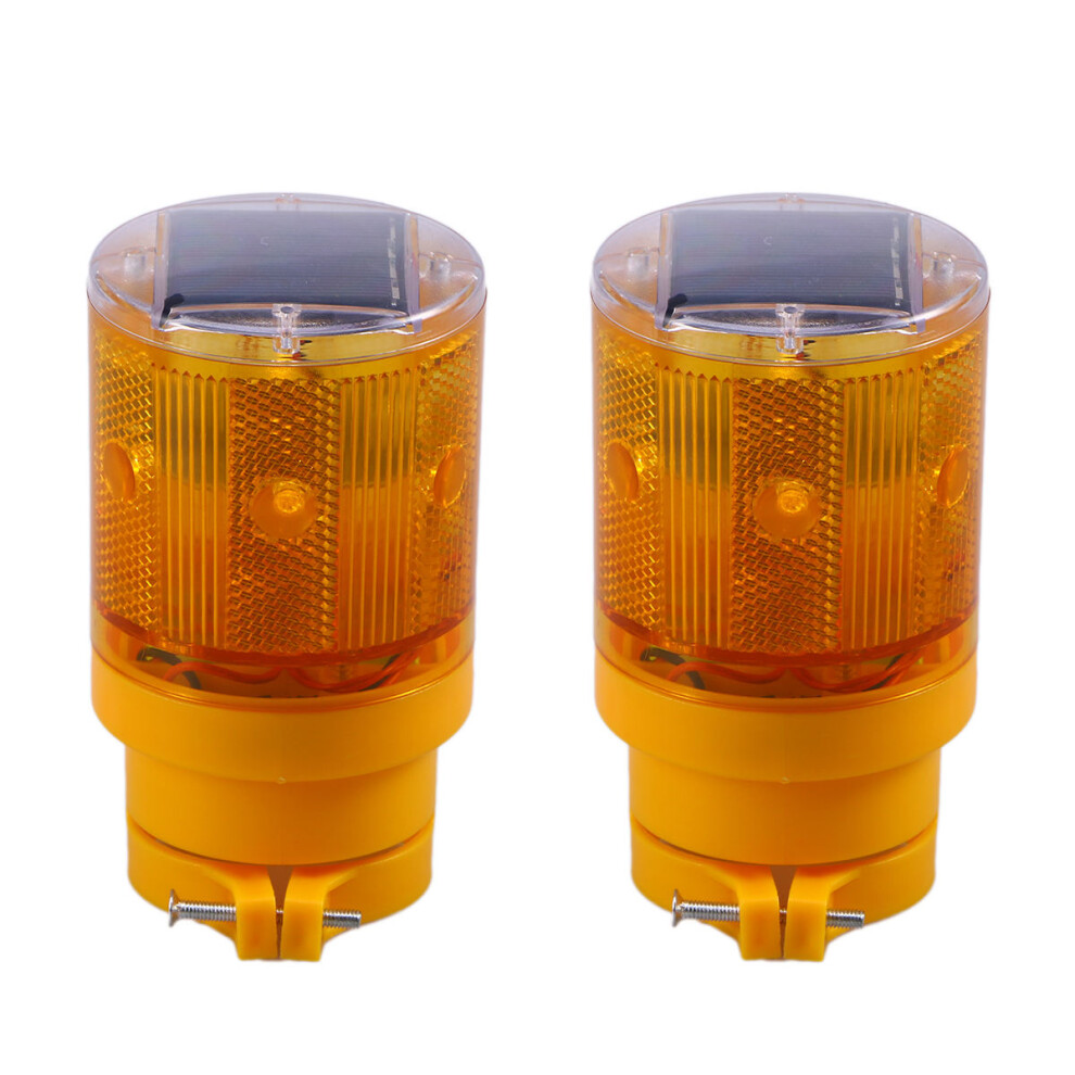 2Pcs Solar Traffic Flashing Barricade Warning Beacon Lamp Light/Orange 3231723635324