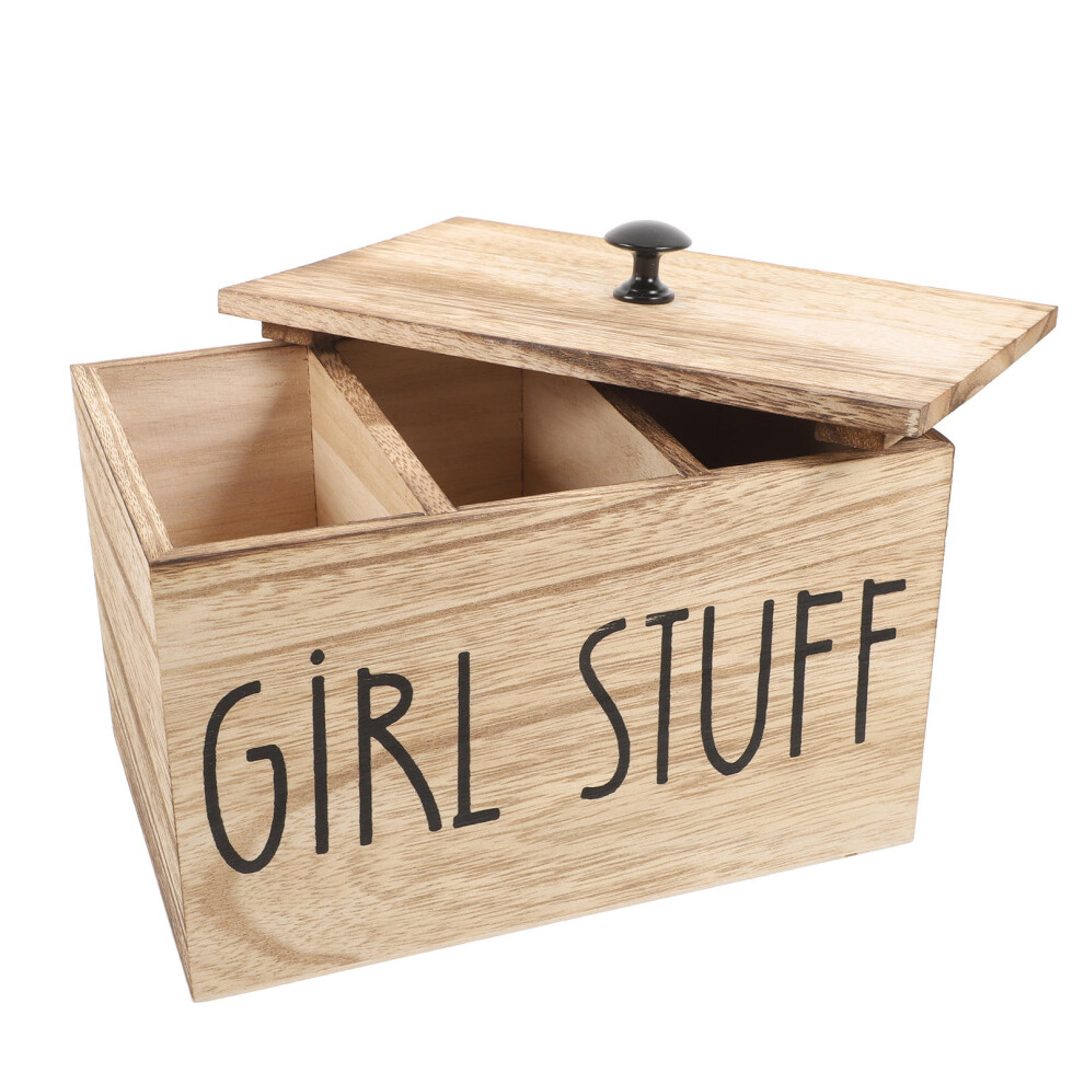 Happyyami Wooden Bathroom Sanitary Napkin Holder With Lid For Feminine Products