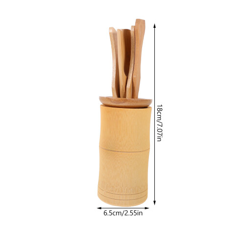 6 pcs bamboo tea set with storage bucket for tea ceremony 1