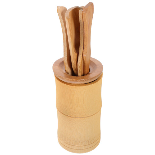 6 pcs bamboo tea set with storage bucket for tea ceremony