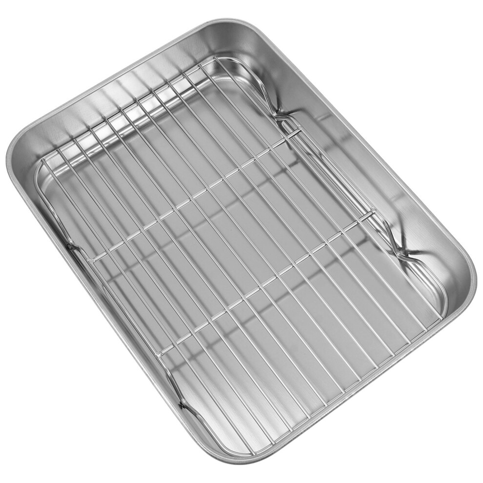 stainless steel baking tray with rack silver