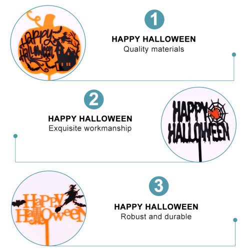 5 pcs halloween cake insert cards festive decoration 2