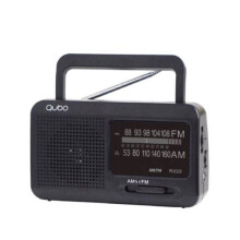 Qubo R-222 Radio Portátil AM/FM Negra con Asa y Alimentación a Pilas o Red