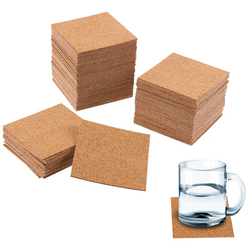 36pcs 2mm self-adhesive cork coasters squares for diy crafts 2