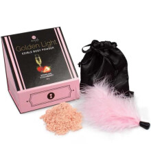 Kit de Polvos Comestibles - SECRETPLAY - Fresa Espumosa - 40g - Brillo Dorado - Con Plumero