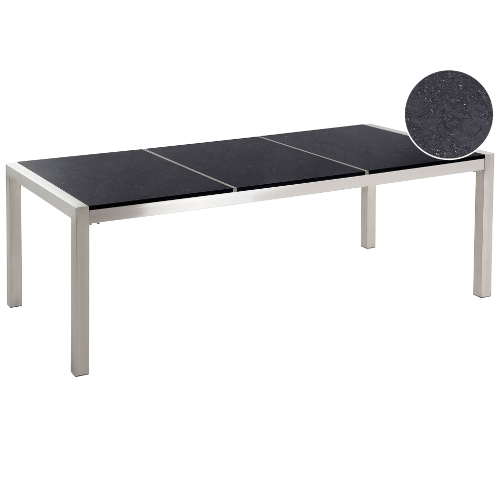Garden Dining Table GROSSETO 220 cm 100 cm Polished Granite Black