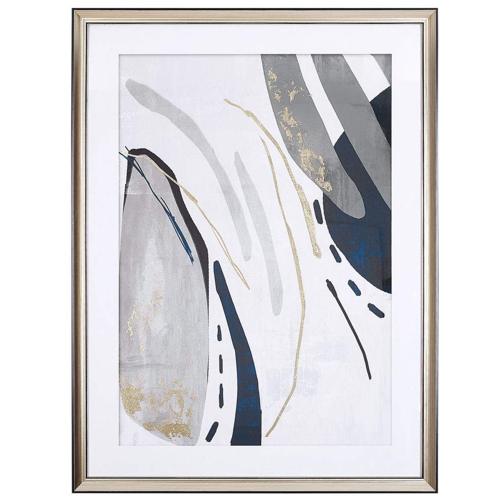 Framed Wall Print HIDMO Abstract Motif 60 x 80 cm Grey