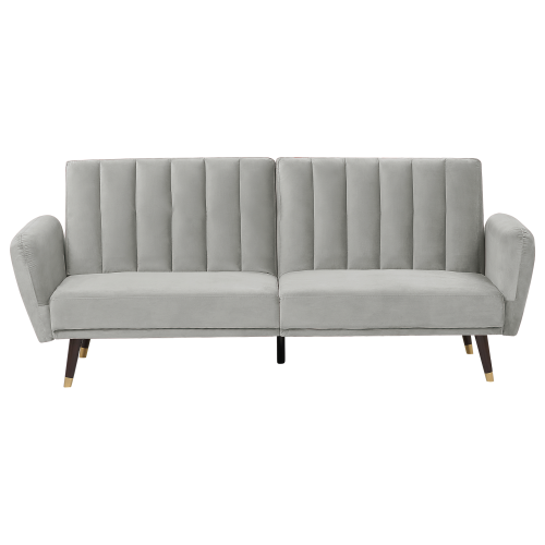 Beliani Sofa Bed 3 Seater VIMMERBY Velvet Light Grey