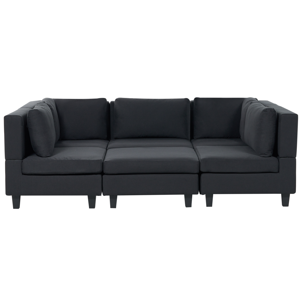 Modular U-Shape Sofa 5 Seater UNSTAD Fabric Black with Ottoman
