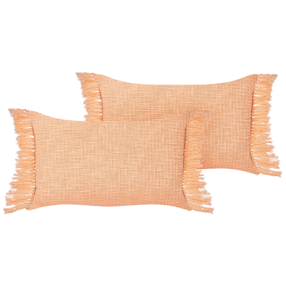Set of 2 Decorative Cushions TANSY Cotton 40 x 60 cm Orange Solid