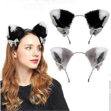 Cat Ears Headband Bells Faux Fur Neko Ears Plush Furry Cat Ear Headbands Costume Hair Accessories