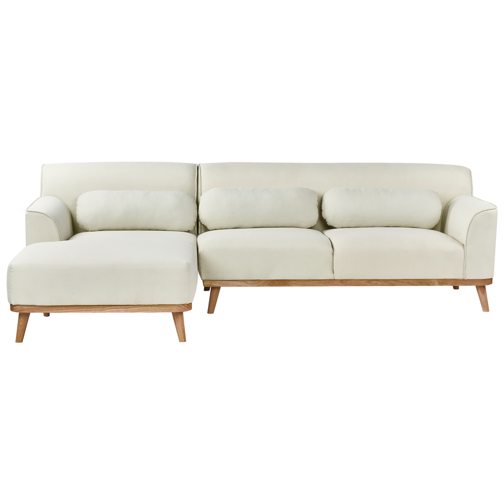 Corner Sofa 3 Seater SIMOS Fabric Off-White Right Hand
