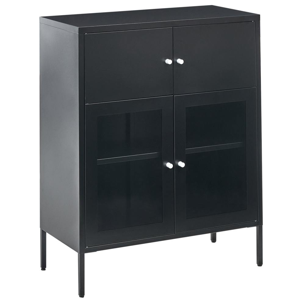 Glass Display Sideboard ESHOLT Metal 80 cm Black