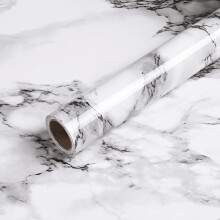 (Black & White, 40cmx300cm) Marble Pattern Self-adhesive Sticker, 1 Roll Waterproof Decorative Paper for Countertop Furniture Table, Decorative Marble Backsplash