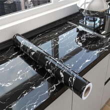 (Black, 40cmx300cm) Marble Pattern Self-adhesive Sticker, 1 Roll Waterproof Decorative Paper for Countertop Furniture Table, Decorative Marble Backsplash
