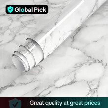 (Gray & White, 40cmx100cm) Marble Pattern Self-adhesive Sticker, 1 Roll Waterproof Decorative Paper for Countertop Furniture Table, Decorative Marble Backsplash