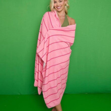 (Pink Pink, 100cm x200cm (stripes)) Jumbo Beach Towel, Sand Free Beach Towels for Adults, Quick Dry Extra Large Beach Towels for Adults, 100% Recycled Microfibre Lightweight