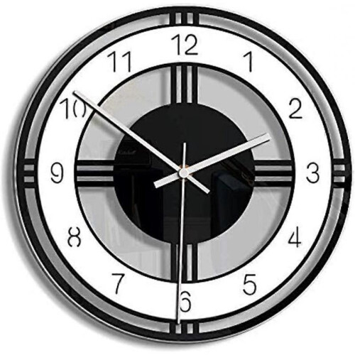 Silent Wall Clock, 11 inch Non Ticking Acrylic Irregular Round Wall Clock with Battery Operated