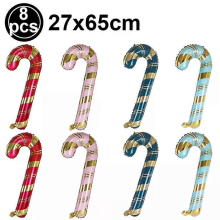 Christmas Balloon Decorations Candy Canes Balloons Santa Claus Elk Inflatable Crutches Xmas Ornaments New Year Party Decor Favor8pcs 27x65cm