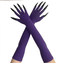 2pcs Devil Scary Long Mittens Spirit Corpse Hands Gloves Hand Reapers Gloves for Various Costumes sky blue DPurple A