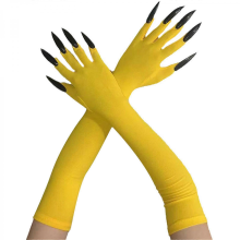2pcs Devil Scary Long Mittens Spirit Corpse Hands Gloves Hand Reapers Gloves for Various Costumes sky blue DYellow A