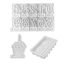 Birthday Cake Candle Holder Molds with Sqaure Base Molds Number Candle Holder Silicones Molds for Making Tealight HolderMulticolor