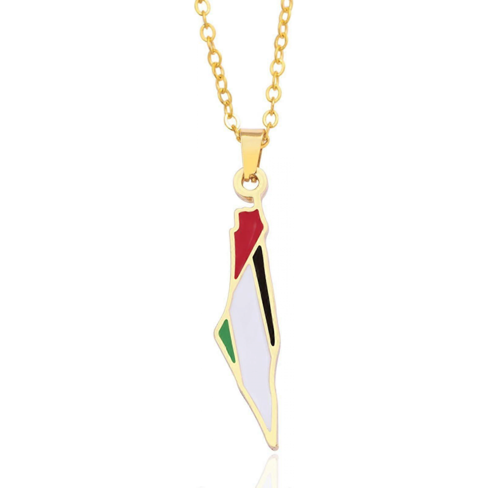 Palestinian map pendant necklace, Palestinian flag triangle alloy pendant necklace, I support Palestine necklace, Palestinian flag pendant necklace