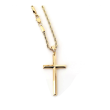 24K Gold Rope Chain Cross Pendant Necklace Gift for Men